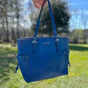 Michael Kors Royal Blue Large Jet Set Tote and Wallet